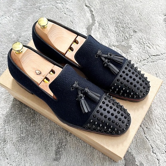 Men\'s Black Studded Loafers